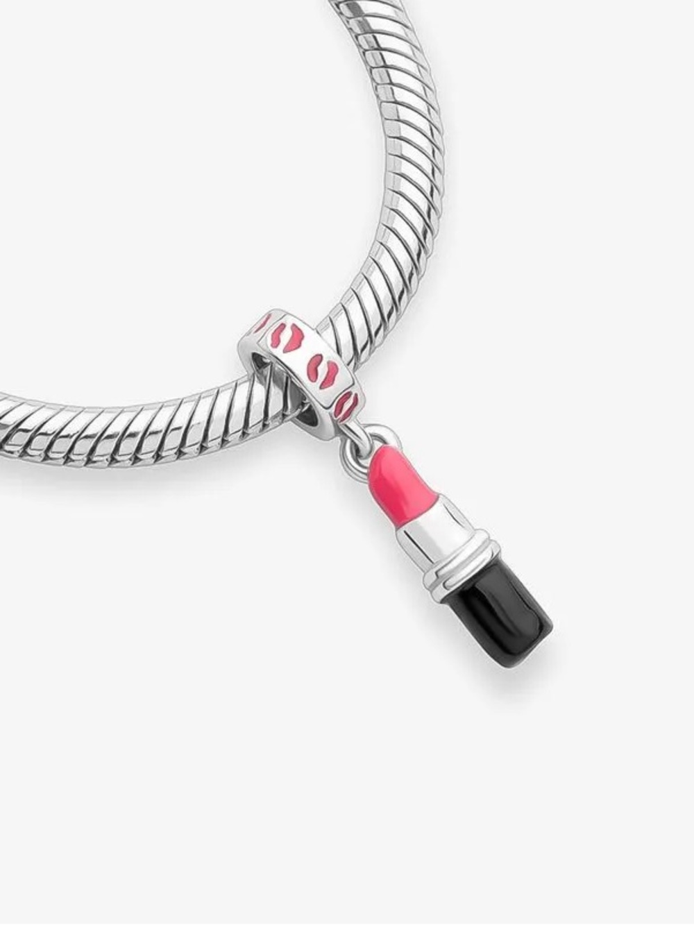 Barbie Pink Lipstick .925 Sterling silver Pandora style Charm Bracelet Pendant
